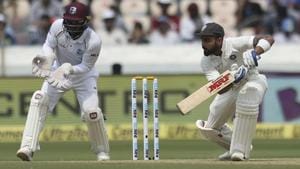 Indian cricketer Virat Kohli bats during the second day of the second cricket test match between India and West Indies in Hyderabad, India, Saturday, Oct. 13, 2018(AP) Indian cricketer Virat Kohli bats during the second day of the second cricket test match between India and West Indies in Hyderabad, India, Saturday, Oct. 13, 2018(AP)