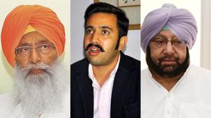 Sukhdev Singh Dhindsa, Vikramaditya Singh and Captain Amarinder Singh.(HT Photo) Sukhdev Singh Dhindsa, Vikramaditya Singh and Captain Amarinder Singh.(HT Photo)