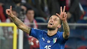 Italy's defender Cristiano Biraghi celebrates after scoring against Poland.(AFP) Italy's defender Cristiano Biraghi celebrates after scoring against Poland.(AFP)