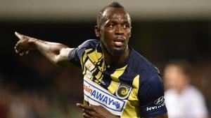 Usain Bolt celebrates scoring a goal for A-League football club Central Coast Mariners.(AFP) Usain Bolt celebrates scoring a goal for A-League football club Central Coast Mariners.(AFP)