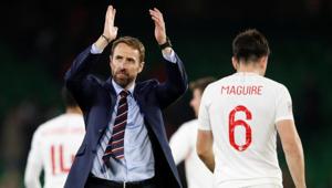England manager Gareth Southgate applauds the fans after the match on Monday.(Action Images via Reuters) England manager Gareth Southgate applauds the fans after the match on Monday.(Action Images via Reuters)