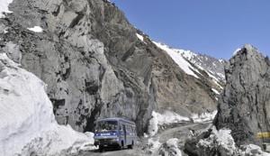 The proposed Bilaspur-Manali-Leh rail line will have many firsts to its credit. At 5,360 meters above the sea level, it will be the world’s highest railway line.(HT File Photo) The proposed Bilaspur-Manali-Leh rail line will have many firsts to its credit. At 5,360 meters above the sea level, it will be the world’s highest railway line.(HT File Photo)