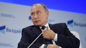 Russian President Vladimir Putin speaks during a session of the annual Valdai Discussion Club in Sochi, Russia on October 18.(Reuters) Russian President Vladimir Putin speaks during a session of the annual Valdai Discussion Club in Sochi, Russia on October 18.(Reuters)