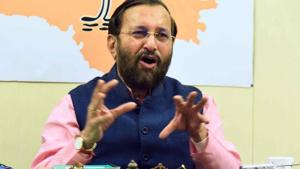 Union HRD minister Prakash Javdekar at the BJP office in Jaipur, October 17, 2018. He is the party’s election in-charge for Rajasthan which goes to poll on December 7.(Prabhakar Sharma / HT Photo) Union HRD minister Prakash Javdekar at the BJP office in Jaipur, October 17, 2018. He is the party’s election in-charge for Rajasthan which goes to poll on December 7.(Prabhakar Sharma / HT Photo)