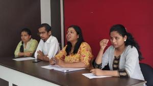 (From left to right) Sarika Aakhade, Deepak Chatap, Kalyani Mangave and Mrudgandha Dixit, members of the ‘WeToo’ committee, explain their objectives on Wednesday.(HT PHOTO) (From left to right) Sarika Aakhade, Deepak Chatap, Kalyani Mangave and Mrudgandha Dixit, members of the ‘WeToo’ committee, explain their objectives on Wednesday.(HT PHOTO)