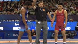 Punia held his nerves and even thwarted a challenge by the Mongolian in the last second Punia held his nerves and even thwarted a challenge by the Mongolian in the last second