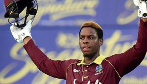 West Indies cricketer Shimron Hetmyer celebrate his century during the first One Day International cricket match against India.(PTI) West Indies cricketer Shimron Hetmyer celebrate his century during the first One Day International cricket match against India.(PTI)