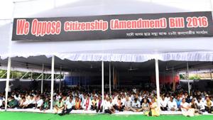 Activists of All Assam Students Union (AASU) along with 28 indigenous organizations take part in a mass hunger strike in protest against the Citizenship (Amendment) Bill 2016 proposal in Guwahati on May 29.(AFP File Photo) Activists of All Assam Students Union (AASU) along with 28 indigenous organizations take part in a mass hunger strike in protest against the Citizenship (Amendment) Bill 2016 proposal in Guwahati on May 29.(AFP File Photo)
