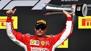 Kimi Raikkonen celebrates after winning the United States Formula One Grand Prix.(AFP)