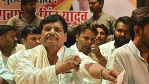Samajwadi Secular Morcha founder Shivpal Singh Yadav at a Shri Krishna Vahini event, in Lucknow on September 11.(AP Photo) Samajwadi Secular Morcha founder Shivpal Singh Yadav at a Shri Krishna Vahini event, in Lucknow on September 11.(AP Photo)