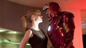 Pepper Potts and Tony Stark in a still from Iron Man. Pepper Potts and Tony Stark in a still from Iron Man.