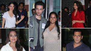Salman Khan attended Aayush Sharma’s birthday bash, thrown by his sister Arpita Khan. Also seen were Jacqueline Fernandez, Sonakshi Sinha, Kiara Advani among others.(Viral Bhayani) Salman Khan attended Aayush Sharma’s birthday bash, thrown by his sister Arpita Khan. Also seen were Jacqueline Fernandez, Sonakshi Sinha, Kiara Advani among others.(Viral Bhayani)