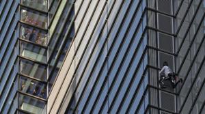 French urban climber Alain Robert, also known as "Spider-Man", climbs Heron Tower in London.(AFP) French urban climber Alain Robert, also known as "Spider-Man", climbs Heron Tower in London.(AFP)