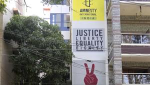 The Amnesty International office in Bangalore on October 26.(AP Photo) The Amnesty International office in Bangalore on October 26.(AP Photo)