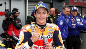 Repsol Honda Team's Marc Marquez celebrates after qualifying(REUTERS) Repsol Honda Team's Marc Marquez celebrates after qualifying(REUTERS)