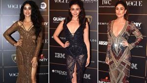 Janhvi Kapoor, Alia Bhatt and Kareena Kapoor at Vogue Women of the Year Awards 2018 red carpet. Janhvi Kapoor, Alia Bhatt and Kareena Kapoor at Vogue Women of the Year Awards 2018 red carpet.