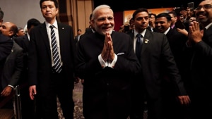 Prime Minister Narendra Modi on Monday described Make in India as a “global brand” while underlining his government’s initiative to boost manufacturing in India, particularly in mobile phone manufacturing.(Narendra Modi) Prime Minister Narendra Modi on Monday described Make in India as a “global brand” while underlining his government’s initiative to boost manufacturing in India, particularly in mobile phone manufacturing.(Narendra Modi)