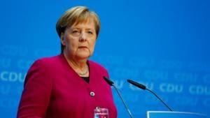 German Chancellor Angela Merkel attends a news conference following the Hesse state election in Berlin.(REUTERS) German Chancellor Angela Merkel attends a news conference following the Hesse state election in Berlin.(REUTERS)