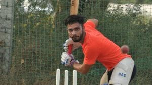 File photo of Mandeep Singh during net practice.(HT Photo)