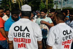 Since October 22, the majority of the Ola and Uber cab drivers have been on an indefinite strike(HT PHOTO) Since October 22, the majority of the Ola and Uber cab drivers have been on an indefinite strike(HT PHOTO)