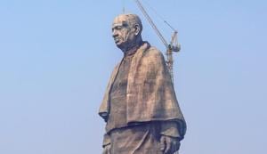 Final touches being given to the Statue of Unity at Kevadia, about 200 kilometers from Ahmadabad, Thursday, October 18, 2018. The 182-meter tall tribute to Indian freedom fighter Sardar Vallabhbhai Patel, will be inaugurated on Oct. 31 and is slated to be the world's tallest statue. (PTI Photo)(PTI) Final touches being given to the Statue of Unity at Kevadia, about 200 kilometers from Ahmadabad, Thursday, October 18, 2018. The 182-meter tall tribute to Indian freedom fighter Sardar Vallabhbhai Patel, will be inaugurated on Oct. 31 and is slated to be the world's tallest statue. (PTI Photo)(PTI)