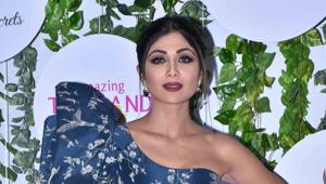Shilpa Shetty stuns in a pale blue and white off-shoulder gown.(Viral Bhayani) Shilpa Shetty stuns in a pale blue and white off-shoulder gown.(Viral Bhayani)