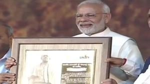 PM Modi at the inauguration of Statue of Unity in Gujarat’s Narmada district, October 31, 2018.(Photo Courtesy: ANI@Twitter) PM Modi at the inauguration of Statue of Unity in Gujarat’s Narmada district, October 31, 2018.(Photo Courtesy: ANI@Twitter)