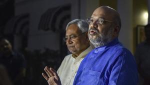 Last week, Amit Shah had announced that the BJP and Nitish Kumar’s JD(U) will fight on equal number of seats in Bihar.(AP/File Photo) Last week, Amit Shah had announced that the BJP and Nitish Kumar’s JD(U) will fight on equal number of seats in Bihar.(AP/File Photo)