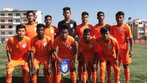 Harsh Patre scored the goal for India.(AIFF) Harsh Patre scored the goal for India.(AIFF)