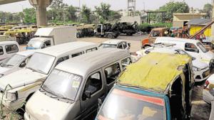 The order will affect 2.5 lakh vehicles in the city—1.9 lakh private vehicles and 60,000 commercial vehicles. Of these, about 1.5 lakh vehicles are two-wheelers and the rest are four-wheelers(HT File) The order will affect 2.5 lakh vehicles in the city—1.9 lakh private vehicles and 60,000 commercial vehicles. Of these, about 1.5 lakh vehicles are two-wheelers and the rest are four-wheelers(HT File)