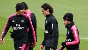 Paris St Germain Training - Ooredoo Training Centre, Saint-Germain-en-Laye, France - November 1, 2018 Paris St Germain's Neymar with Edinson Cavani and Thiago Silva during training(REUTERS) Paris St Germain Training - Ooredoo Training Centre, Saint-Germain-en-Laye, France - November 1, 2018 Paris St Germain's Neymar with Edinson Cavani and Thiago Silva during training(REUTERS)
