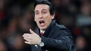 Arsenal manager Unai Emery reacts during their Carabao Cup match against Blackpool.(REUTERS) Arsenal manager Unai Emery reacts during their Carabao Cup match against Blackpool.(REUTERS)