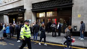 Police officers on the scene of a reported stabbing that resulted in two people being injured at Sony Music offices in London.(REUTERS) Police officers on the scene of a reported stabbing that resulted in two people being injured at Sony Music offices in London.(REUTERS)