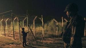 Border Security Force (BSF) soldiers standing guard during a night patrol near the fence at the India-Pakistan International Border. Pakistan on Saturday summoned India’s deputy high commissioner J P Singh and condemned the “unprovoked firing” on the Line of Control by Indian troops that killed a woman.(Representative Image/HT File Photo) Border Security Force (BSF) soldiers standing guard during a night patrol near the fence at the India-Pakistan International Border. Pakistan on Saturday summoned India’s deputy high commissioner J P Singh and condemned the “unprovoked firing” on the Line of Control by Indian troops that killed a woman.(Representative Image/HT File Photo)