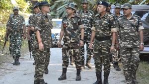 CRPF officials inspect the area after five people were killed by suspected United Liberation Front of Assam (ULFA) , at Tinsukia district of Assam, on November 2.(PTI Photo) CRPF officials inspect the area after five people were killed by suspected United Liberation Front of Assam (ULFA) , at Tinsukia district of Assam, on November 2.(PTI Photo)
