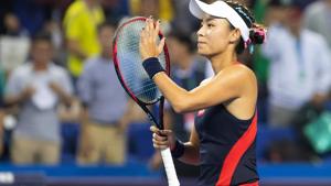 Wang Qiang of China reacts during her women's singles semi-final match against Garbine Muguruza of Spain in the Zhuhai Elite Trophy tennis tournament in Zhuhai(AFP) Wang Qiang of China reacts during her women's singles semi-final match against Garbine Muguruza of Spain in the Zhuhai Elite Trophy tennis tournament in Zhuhai(AFP)