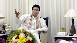 Tripura chief minister Biplab Deb has decided to domesticate cows at the CM’s residence in Agartala and consume its milk.(Sushil Kumar/HT Photo) Tripura chief minister Biplab Deb has decided to domesticate cows at the CM’s residence in Agartala and consume its milk.(Sushil Kumar/HT Photo)