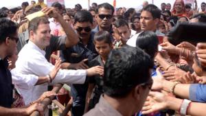 AICC President, Rahul Gandhi meets public after addressing an event in Kota, 25 October 2018. The Congress hopes to wrest the Kota South seat from the BJP in the upcoming assembly elections in Rajasthan.(AH Zaidi / HT Photo) AICC President, Rahul Gandhi meets public after addressing an event in Kota, 25 October 2018. The Congress hopes to wrest the Kota South seat from the BJP in the upcoming assembly elections in Rajasthan.(AH Zaidi / HT Photo)