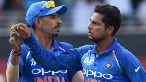 File image of Yuzvendra Chahal (left) and Kuldeep Yadav.(AFP) File image of Yuzvendra Chahal (left) and Kuldeep Yadav.(AFP)