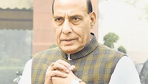 New Delhi, India - Dec. 8, 2015: Home Minister Rajnath Singh with his Deputy Kiren Rijiju after BJP Parliamentary board meeting at Parliament during winter session in New Delhi, India, on Tuesday, December 8, 2015.(HT Photo)