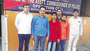 Two men have been arrested for being part of a syndicate that made and sold fake high security registration plates of cars and two-wheelers in Delhi.(HT Photo) Two men have been arrested for being part of a syndicate that made and sold fake high security registration plates of cars and two-wheelers in Delhi.(HT Photo)