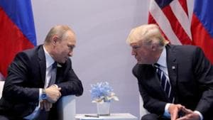 Russia's President Vladimir Putin talks to US President Donald Trump during their bilateral meeting at the G20 summit in Hamburg, Germany, July 7, 2017.(REUTERS) Russia's President Vladimir Putin talks to US President Donald Trump during their bilateral meeting at the G20 summit in Hamburg, Germany, July 7, 2017.(REUTERS)