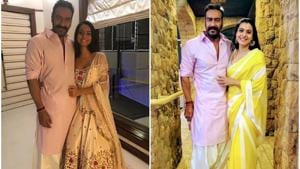 Ajay Devgn and Kajol shared pictures from their Diwali celebration.(Instagram) Ajay Devgn and Kajol shared pictures from their Diwali celebration.(Instagram)