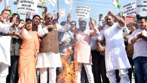 Congress workers took out protest rallies in all 13 districts of Uttarakhand on Thursday, November 8, 2018, saying it is not satisfied with the resignation of Sanjay Kumar, BJP’s state general secretary. Kumar has been accused of sexual harassment by a woman party worker.(Vinay Santosh Kumar/HT) Congress workers took out protest rallies in all 13 districts of Uttarakhand on Thursday, November 8, 2018, saying it is not satisfied with the resignation of Sanjay Kumar, BJP’s state general secretary. Kumar has been accused of sexual harassment by a woman party worker.(Vinay Santosh Kumar/HT)