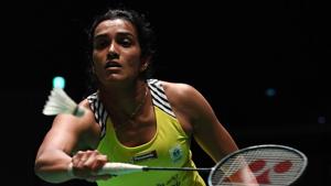 India's Pusarla Venkata Sindhu hits a return towards China's Gao Fangjie during their women's second round match at the Japan Open badminton championships in Tokyo on September 13, 2018.(AFP) India's Pusarla Venkata Sindhu hits a return towards China's Gao Fangjie during their women's second round match at the Japan Open badminton championships in Tokyo on September 13, 2018.(AFP)