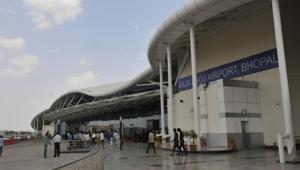 Raja Bhoj Airport in Bhopal. Small airports will soon get an additional layer of security, with the Airports Authority of India (AAI) procuring real-time viewing systems for 39 airports, including Bhopal, Dehradun, Trichy and Jodhpur.(HT File Photo) Raja Bhoj Airport in Bhopal. Small airports will soon get an additional layer of security, with the Airports Authority of India (AAI) procuring real-time viewing systems for 39 airports, including Bhopal, Dehradun, Trichy and Jodhpur.(HT File Photo)