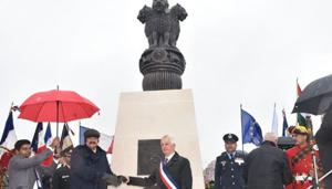 Vice President M Venkaiah Naidu on Saturday inaugurated the first India-bulit war memorial in northern France to pay tribute to thousands of Indian soldiers who fought selflessly and made supreme sacrifices during the World War I.(ANI) Vice President M Venkaiah Naidu on Saturday inaugurated the first India-bulit war memorial in northern France to pay tribute to thousands of Indian soldiers who fought selflessly and made supreme sacrifices during the World War I.(ANI)