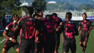 Players of Minerva Punjab FC celebrate after Lancine Toure’s goal.(Minerva Punjab FC/ Twitter) Players of Minerva Punjab FC celebrate after Lancine Toure’s goal.(Minerva Punjab FC/ Twitter)