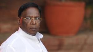 Puducherry chief minister V Narayanasamy on Saturday announced that the ruling Congress party would leave the Thattanchavady seat for its ally DMK, to contest in the bypoll.(HT File Photo) Puducherry chief minister V Narayanasamy on Saturday announced that the ruling Congress party would leave the Thattanchavady seat for its ally DMK, to contest in the bypoll.(HT File Photo)