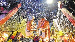 Kerala BJP chief P S Sreedharan Pillai says temple priest did not consult him on shrine’s closure.(PTI) Kerala BJP chief P S Sreedharan Pillai says temple priest did not consult him on shrine’s closure.(PTI)